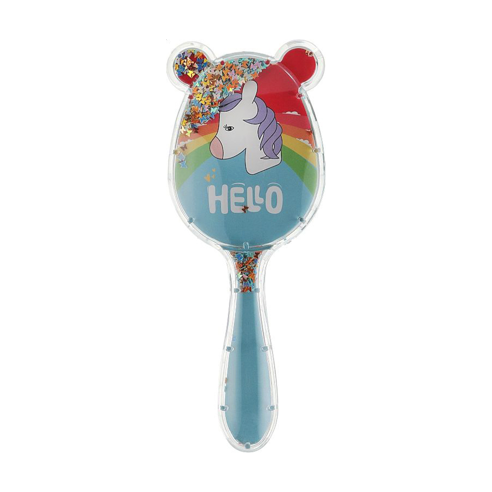 Дитяча щітка для волосся Cosmo Shop Hello овальна, з вушками, 20*7.5 см, блакитна єдиноріг, 1 шт (CS404)